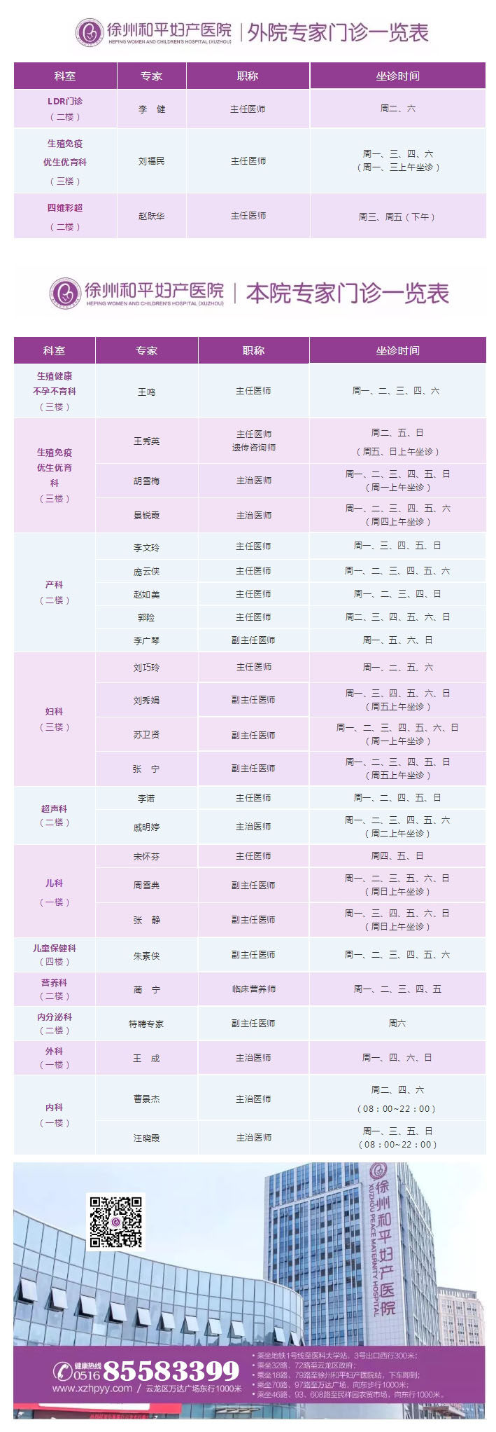 和平妇产医院2021年12月20日—12月26日专家坐诊时间表(图2)